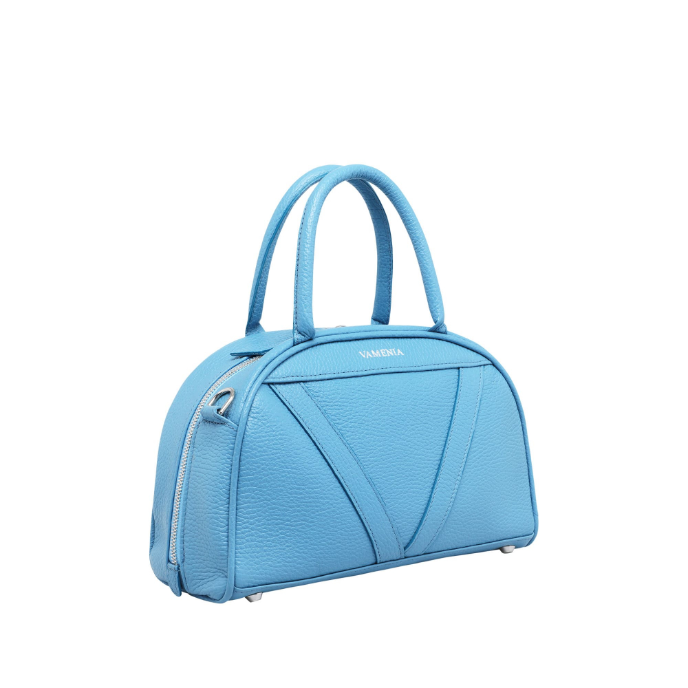 Small crossbody bag made of light blue nappa leather